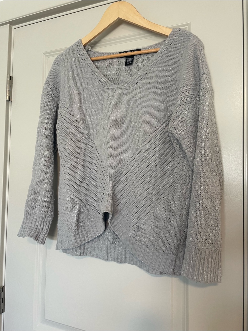 Light Gray V-Neck Knit Sweater - Classic Cozy Style